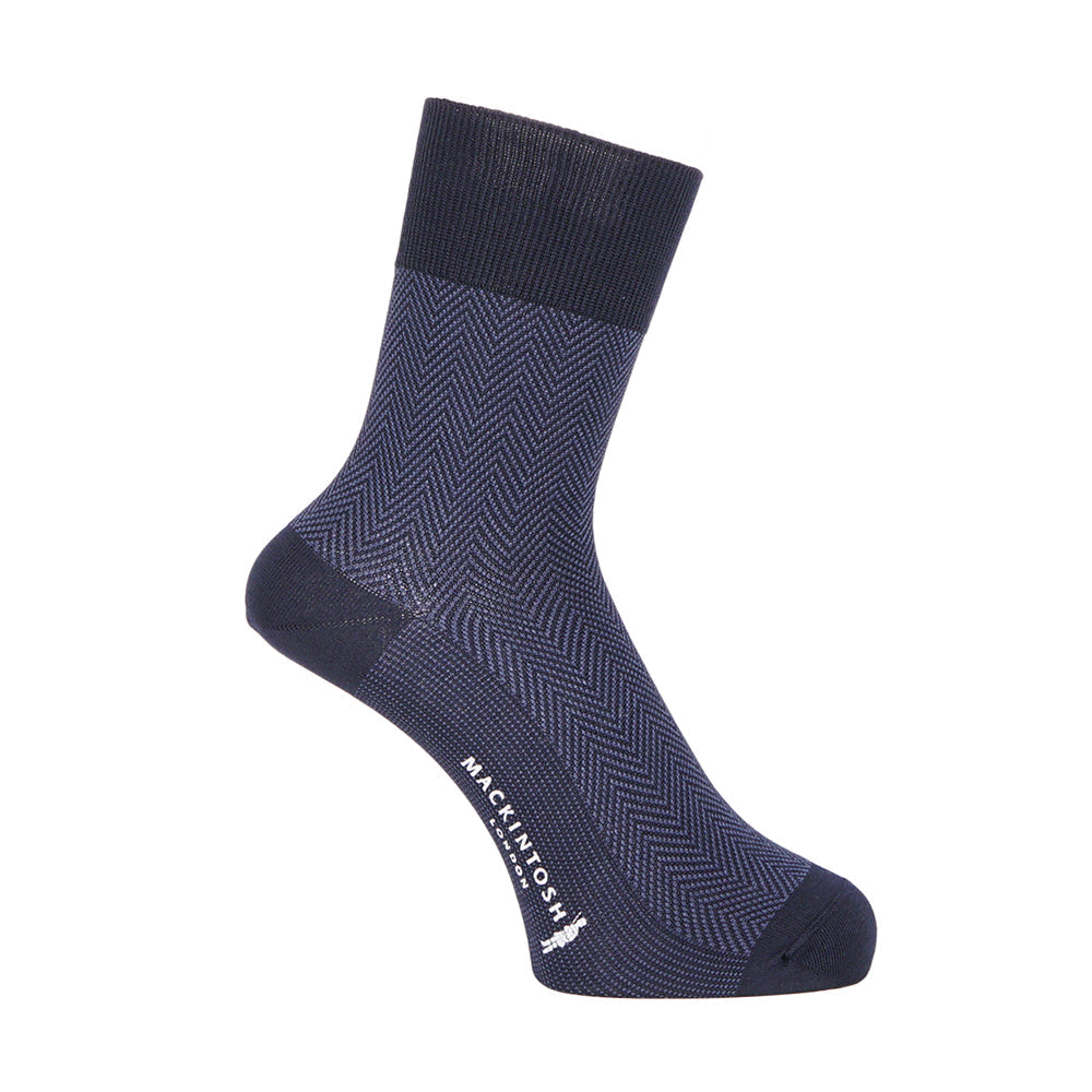 MACKINTOSH LONDON マッキントッシュ ロンドン ソックス ヘリンボーン22cm丈 - ビジネスソックス Navy / 25-27 RENOWNINX ONLINE SHOP