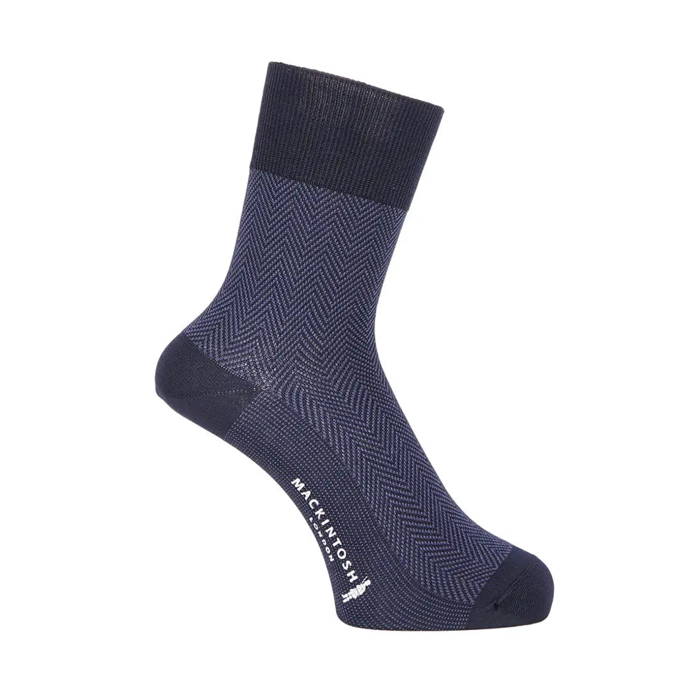 MACKINTOSH LONDON マッキントッシュ ロンドン ソックス ヘリンボーン22cm丈 - ビジネスソックス Navy / 25-27 RENOWNINX ONLINE SHOP