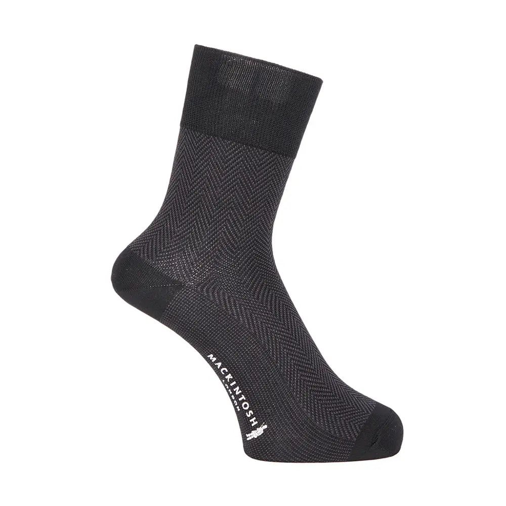 MACKINTOSH LONDON マッキントッシュ ロンドン ソックス ヘリンボーン22cm丈 - ビジネスソックス Black / 25-27 RENOWNINX ONLINE SHOP