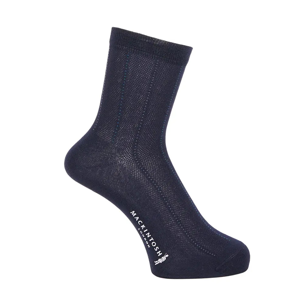 MACKINTOSH LONDON マッキントッシュ ロンドン ソックス 綿麻メッシュストライプハーフ丈 - ビジネスソックス Navy / 25-27 RENOWNINX ONLINE SHOP