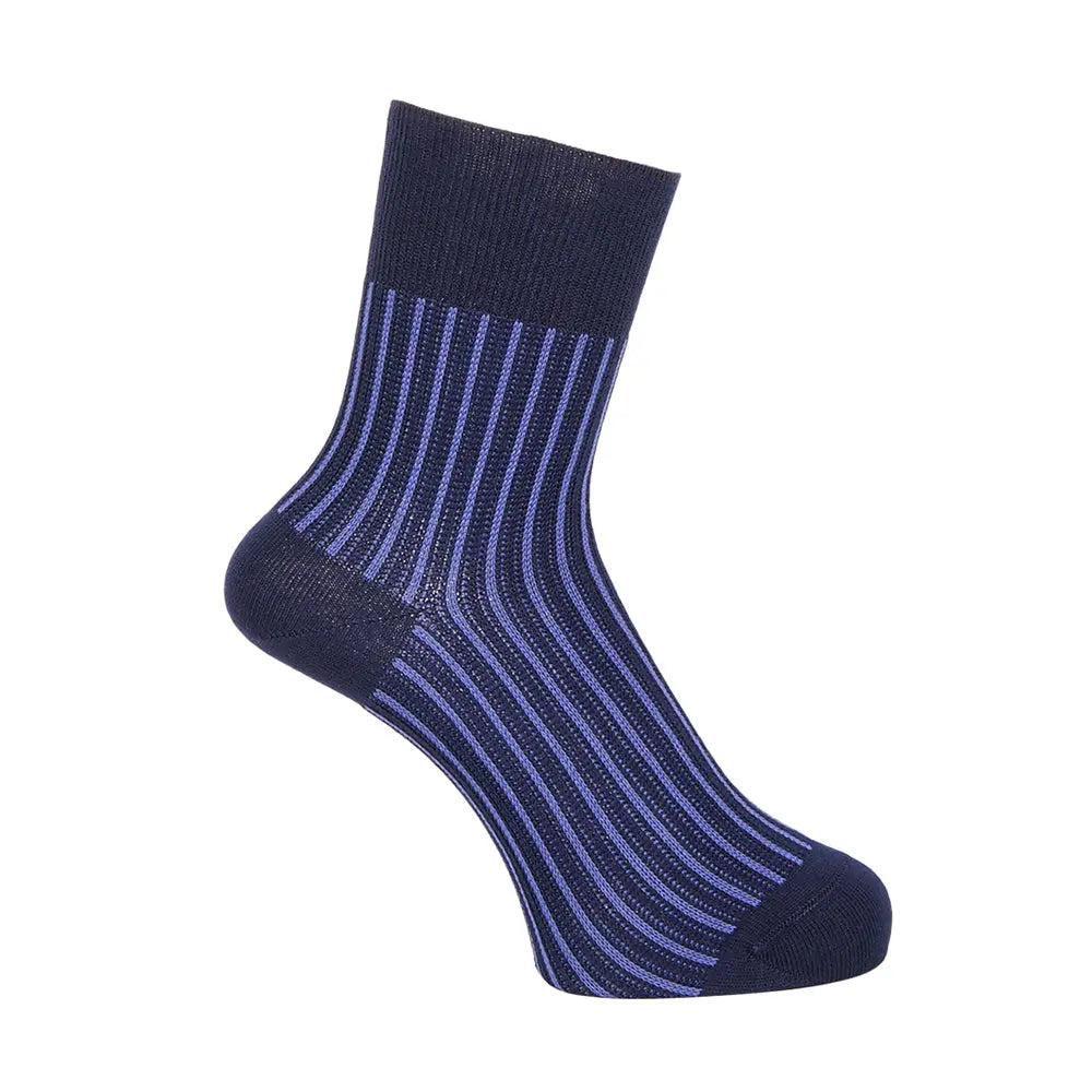 Aquascutum アクアスキュータム ソックス ソフトテンションストライプハーフ丈 - カジュアルソックス Navy / 24-26 RENOWNINX ONLINE SHOP