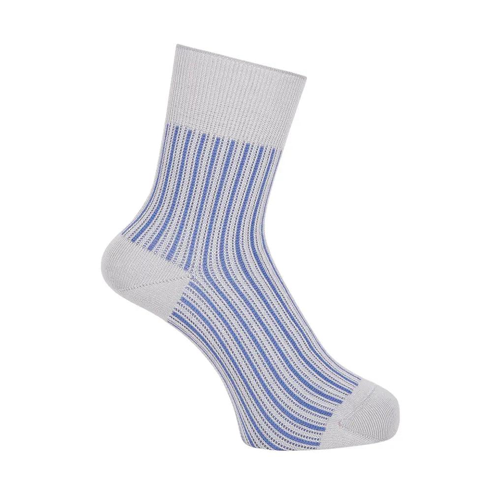 Aquascutum アクアスキュータム ソックス ソフトテンションストライプハーフ丈 - カジュアルソックス Light Gray / 24-26 RENOWNINX ONLINE SHOP
