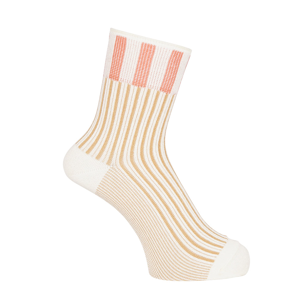 Aquascutum アクアスキュータム ニューライン ソックス ストライプジャガードハーフ丈 - カジュアルソックス Beige / 25-27 RENOWNINX ONLINE SHOP