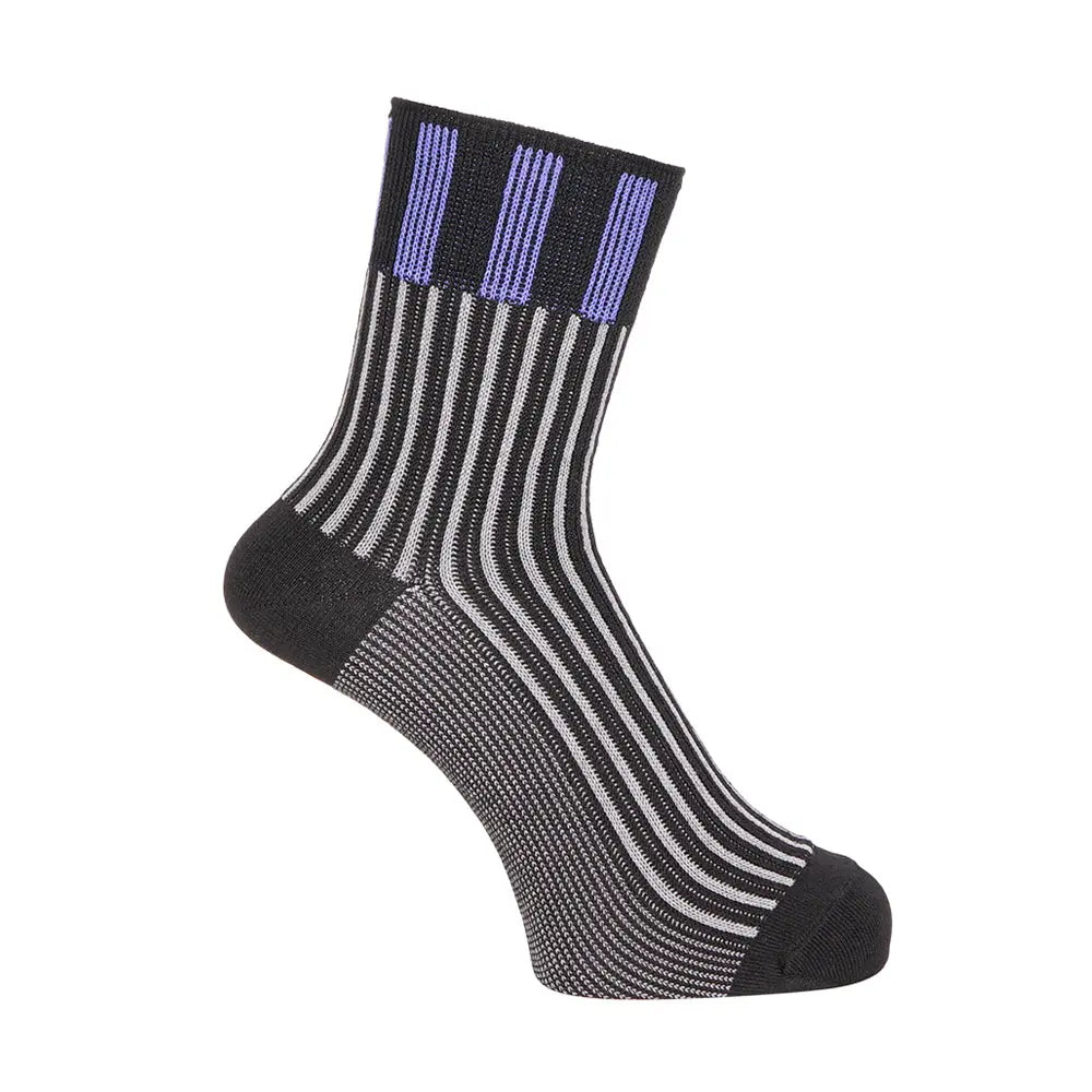 Aquascutum アクアスキュータム ニューライン ソックス ストライプジャガードハーフ丈 - カジュアルソックス Charcoal Gray / 25-27 RENOWNINX ONLINE SHOP