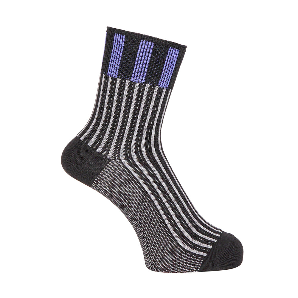 Aquascutum アクアスキュータム ニューライン ソックス ストライプジャガードハーフ丈 - カジュアルソックス Charcoal Gray / 25-27 RENOWNINX ONLINE SHOP