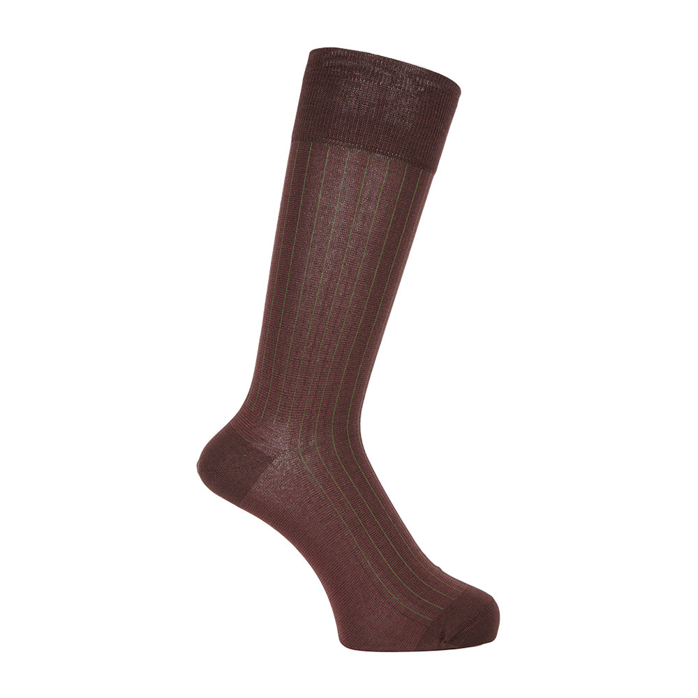 Aquascutum アクアスキュータム ニューライン ソックス スムース&フィットストライプ - ビジネスソックス Dark Brown / 25-27 RENOWNINX ONLINE SHOP