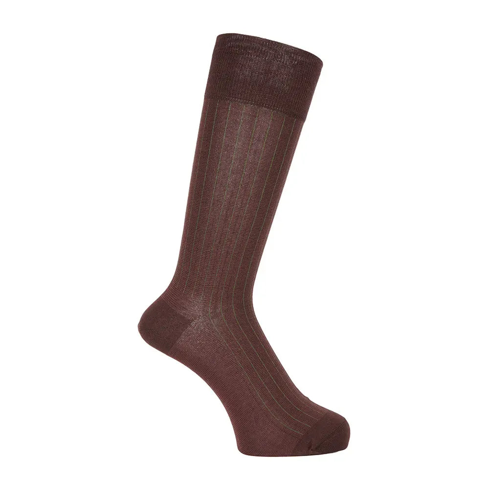 Aquascutum アクアスキュータム ニューライン ソックス スムース&フィットストライプ - ビジネスソックス Dark Brown / 25-27 RENOWNINX ONLINE SHOP