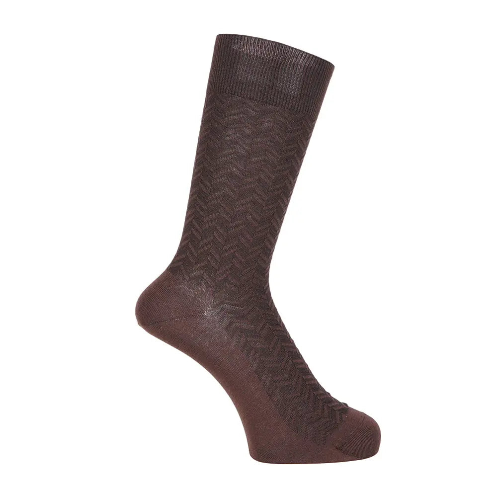 Aquascutum アクアスキュータム ソックス ヘリンボーンリンクス - ビジネスソックス Dark Brown / 25-27 RENOWNINX ONLINE SHOP