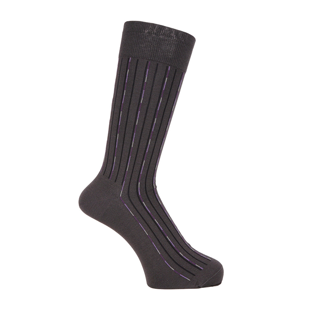 Aquascutum アクアスキュータム ソックス ドロップストライプ - ビジネスソックス Charcoal Gray / 27-29 RENOWNINX ONLINE SHOP
