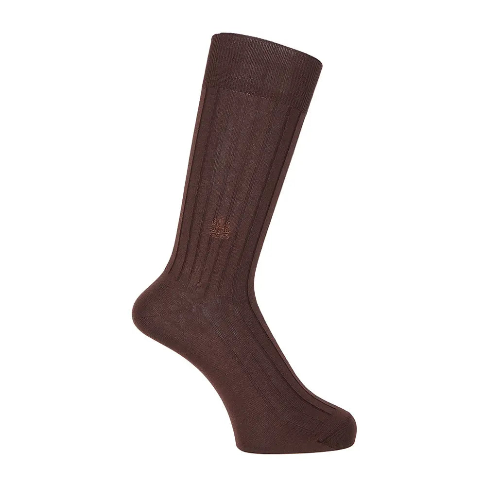 Aquascutum アクアスキュータム ソックス 8×2リブ - ビジネスソックス Dark Brown / 27-29 RENOWNINX ONLINE SHOP