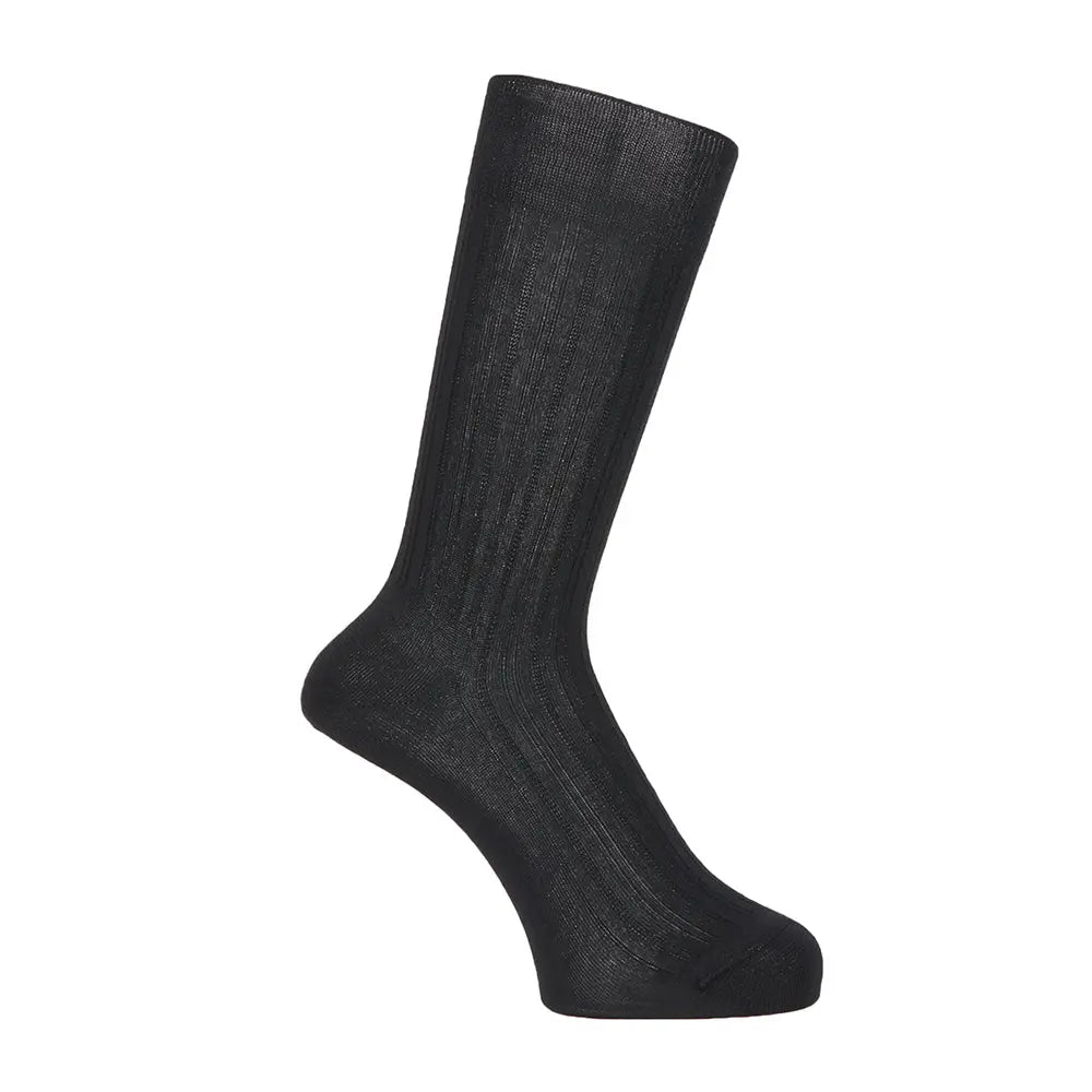 Aquascutum アクアスキュータム ソックス 綿100リブリンクス - ビジネスソックス Black / 25-26 RENOWNINX ONLINE SHOP