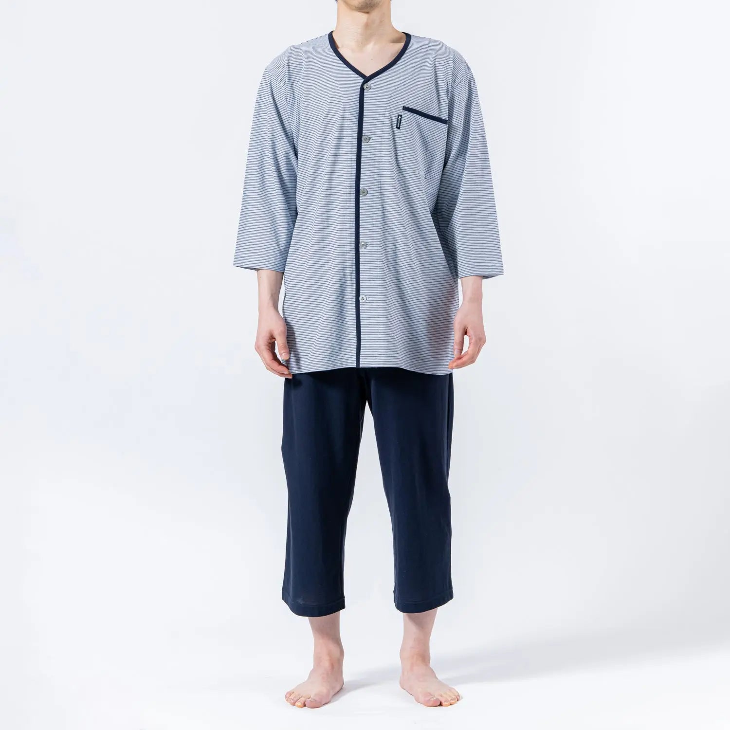 Aquascutum アクアスキュータム パジャマ 強撚天竺先染めボーダー全開 6分袖7分パンツ - パジャマ RENOWNINX ONLINE SHOP