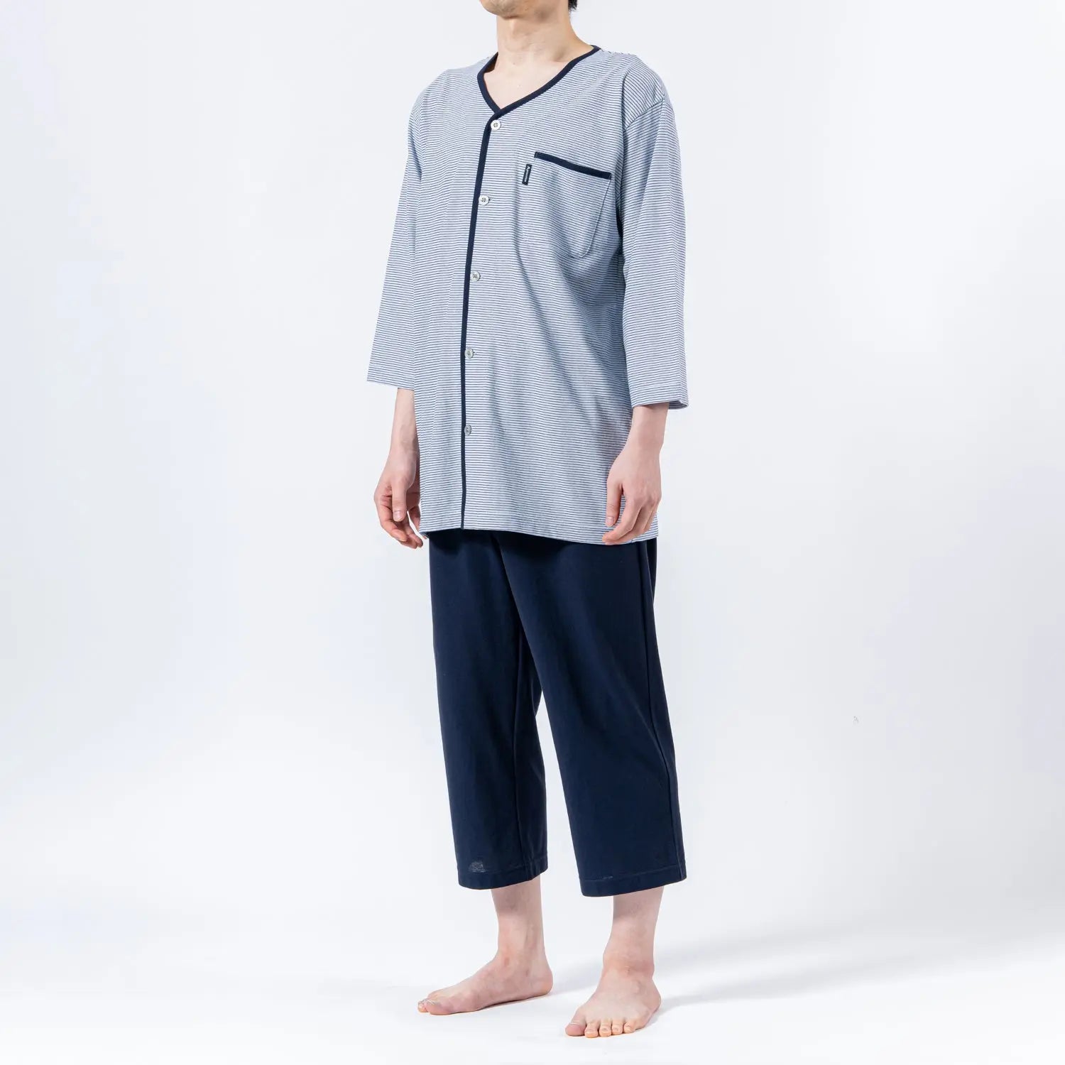 Aquascutum アクアスキュータム パジャマ 強撚天竺先染めボーダー全開 6分袖7分パンツ - パジャマ RENOWNINX ONLINE SHOP