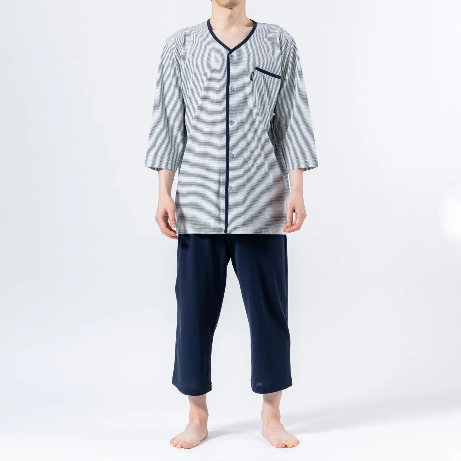 Aquascutum アクアスキュータム パジャマ 強撚天竺先染めボーダー全開 6分袖7分パンツ - パジャマ RENOWNINX ONLINE SHOP