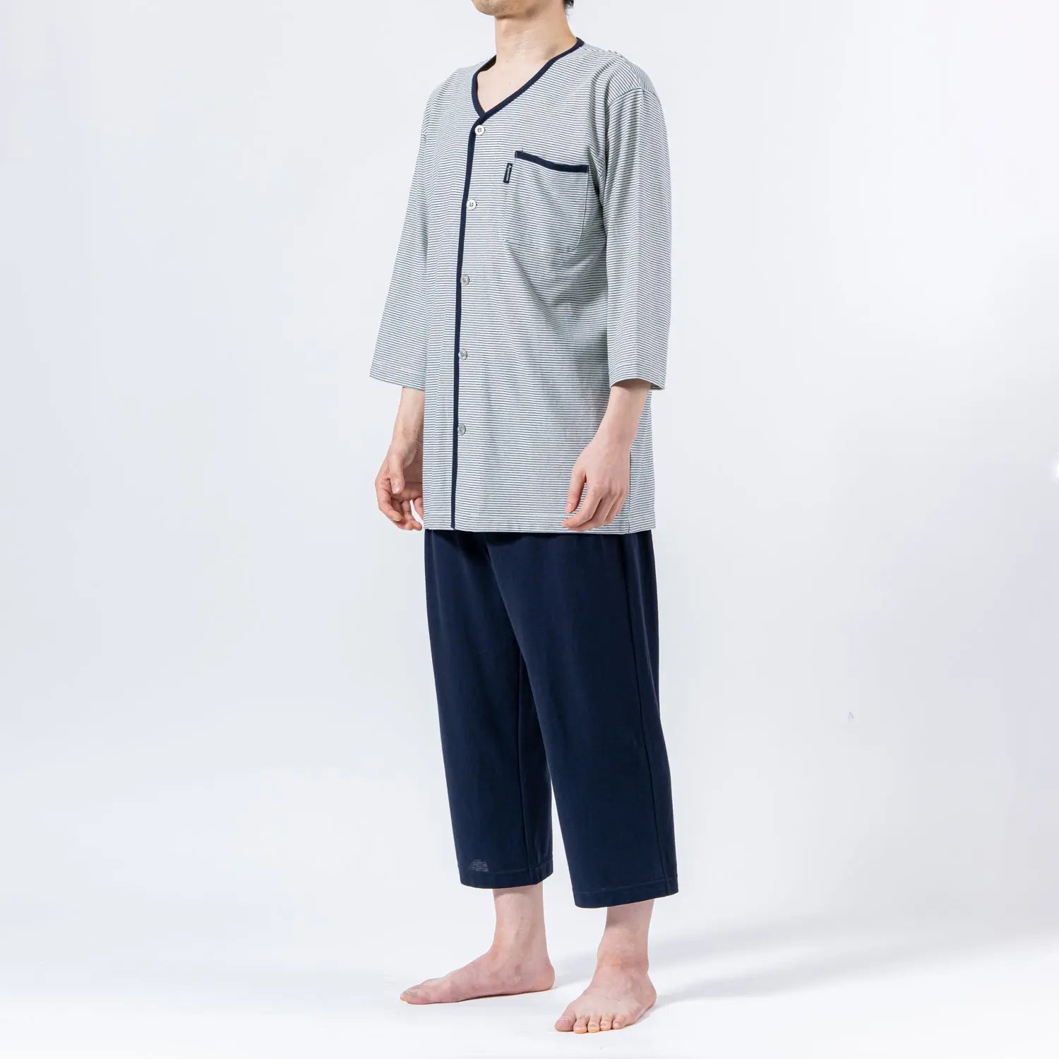 Aquascutum アクアスキュータム パジャマ 強撚天竺先染めボーダー全開 6分袖7分パンツ - パジャマ RENOWNINX ONLINE SHOP