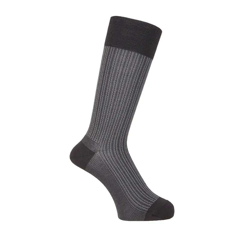 Aquascutum アクアスキュータム ニューライン ソックス ドライジャガードストライプ - ビジネスソックス Black / 25-27 RENOWNINX ONLINE SHOP