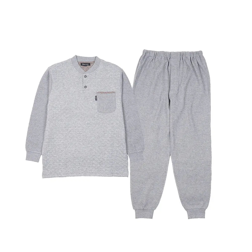 Aquascutum アクアスキュータム パジャマ 杢キルトジャカードヘンリー+Wフェイス無地パンツ - パジャマ Gray / L RENOWNINX ONLINE SHOP