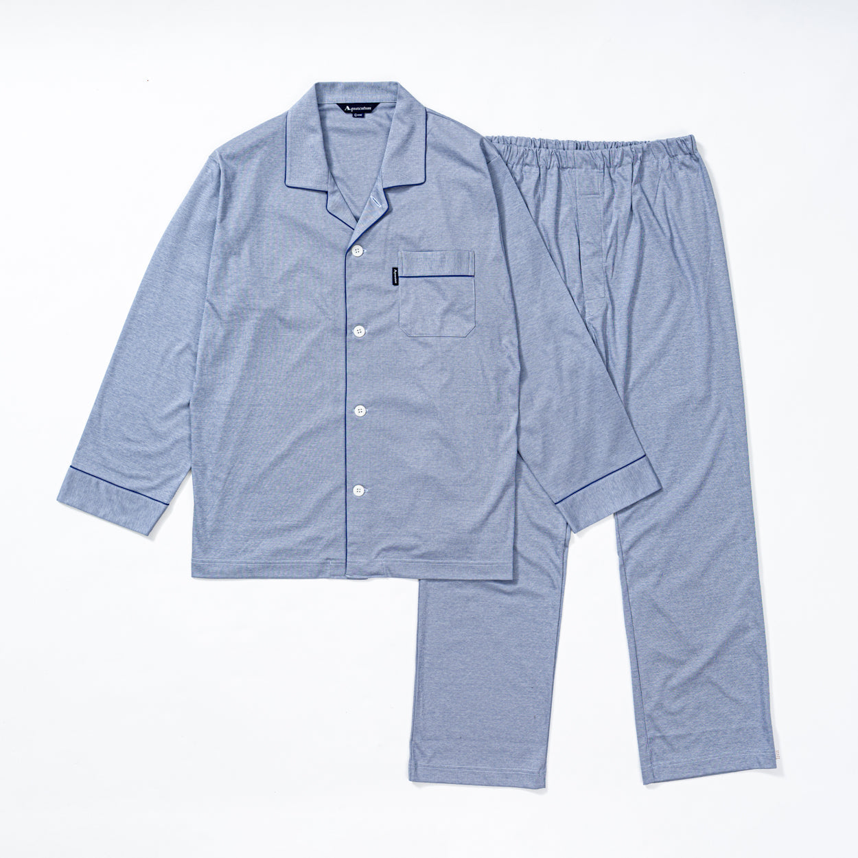 Aquascutum アクアスキュータム パジャマ 超長綿スムースコードレーン - パジャマ Blue / L RENOWNINX ONLINE SHOP