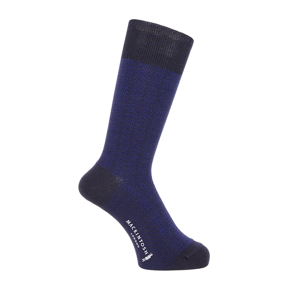 MACKINTOSH LONDON マッキントッシュ ロンドン ソックス ジャガードヘリンボーン - カジュアルソックス Navy / 25-27 RENOWNINX ONLINE SHOP