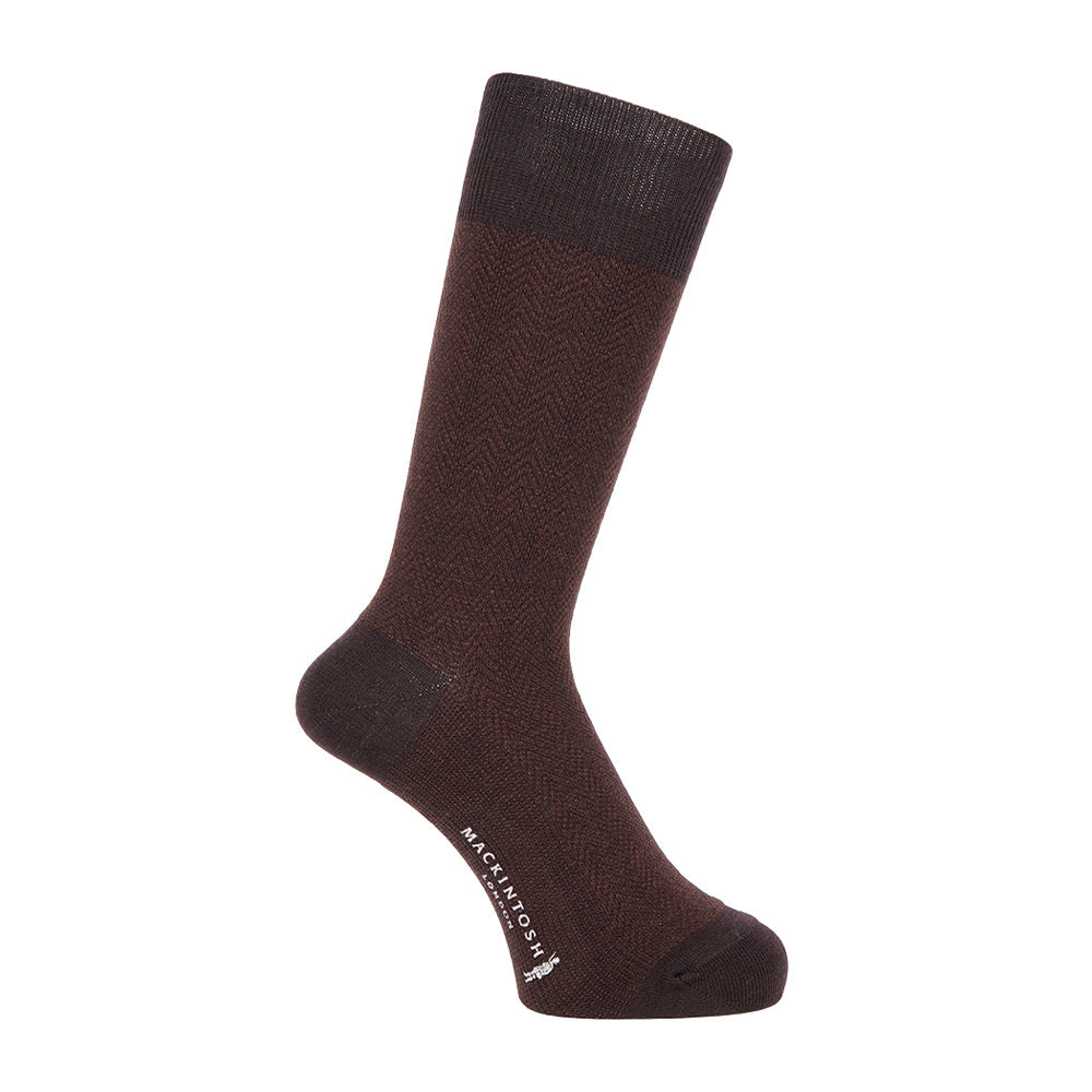 MACKINTOSH LONDON マッキントッシュ ロンドン ソックス ジャガードヘリンボーン - カジュアルソックス Brown / 25-27 RENOWNINX ONLINE SHOP