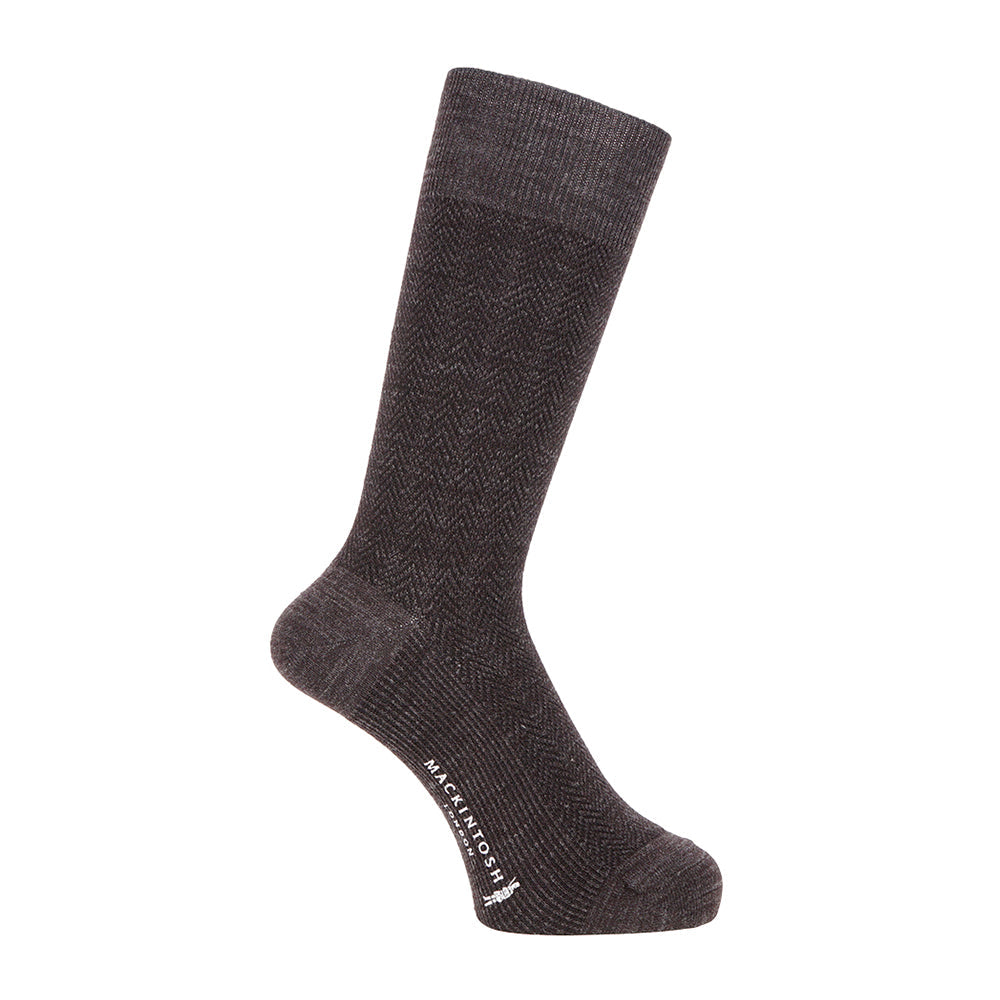 MACKINTOSH LONDON マッキントッシュ ロンドン ソックス ジャガードヘリンボーン - カジュアルソックス Charcoal Gray / 25-27 RENOWNINX ONLINE SHOP