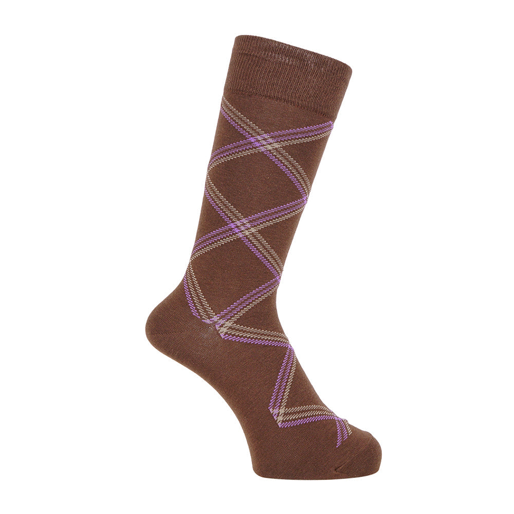 Aquascutum アクアスキュータム ソックス ダイヤ - カジュアルソックス Dark Brown / 24-26 RENOWNINX ONLINE SHOP