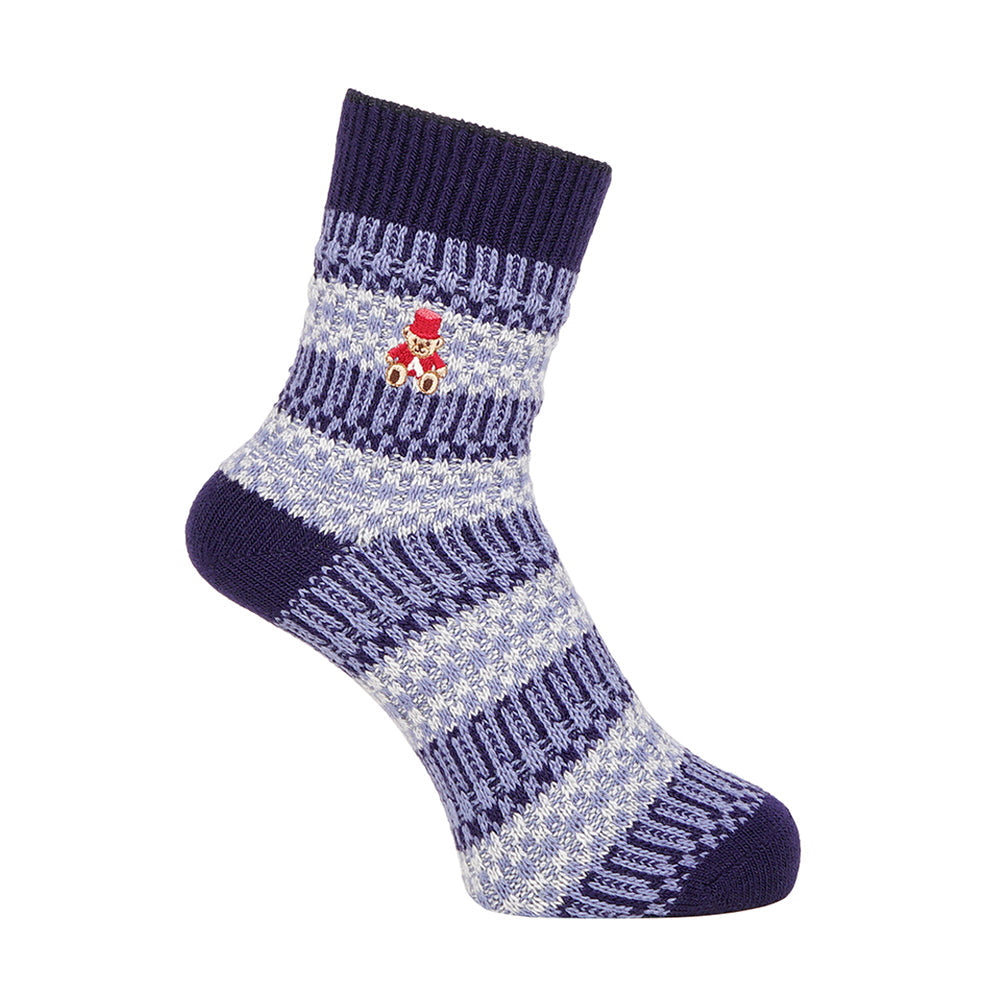 Aquascutum アクアスキュータム ソックス フェアアイルベアハーフ丈 - カジュアルソックス Navy / 24-26 RENOWNINX ONLINE SHOP