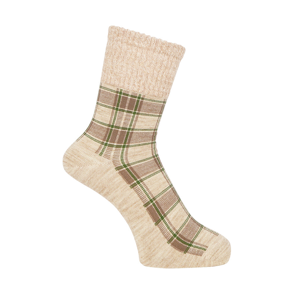 Aquascutum リッチェルチェック ソックス（ベージュ 24-26cm）