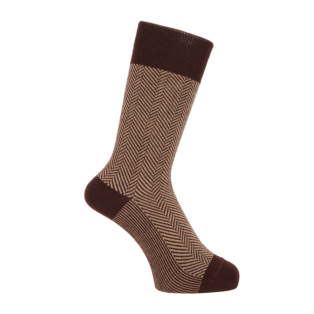 Aquascutum アクアスキュータム ソックス ゴムなしヘリンボーン - カジュアルソックス Dark Brown / 24-26 RENOWNINX ONLINE SHOP