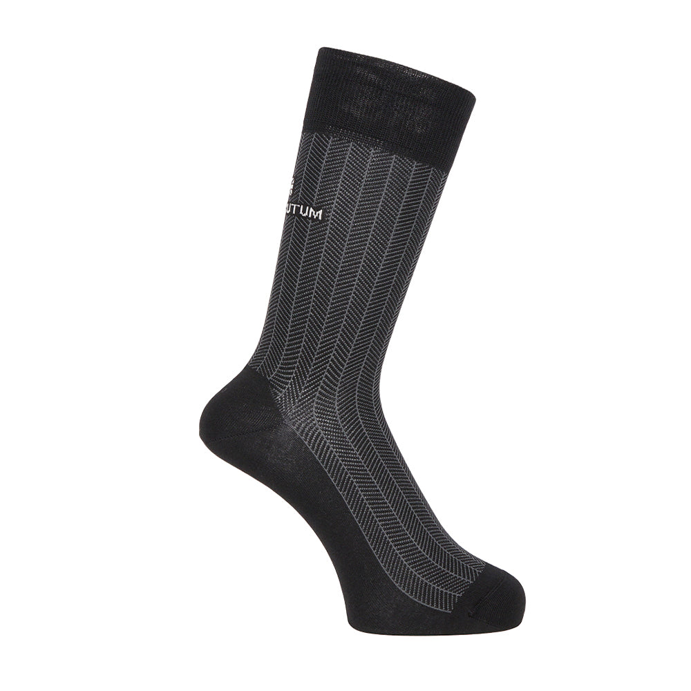 Aquascutum アクアスキュータム ソックス スマートヘリンボーン - ビジネスソックス Black / 25-27 RENOWNINX ONLINE SHOP