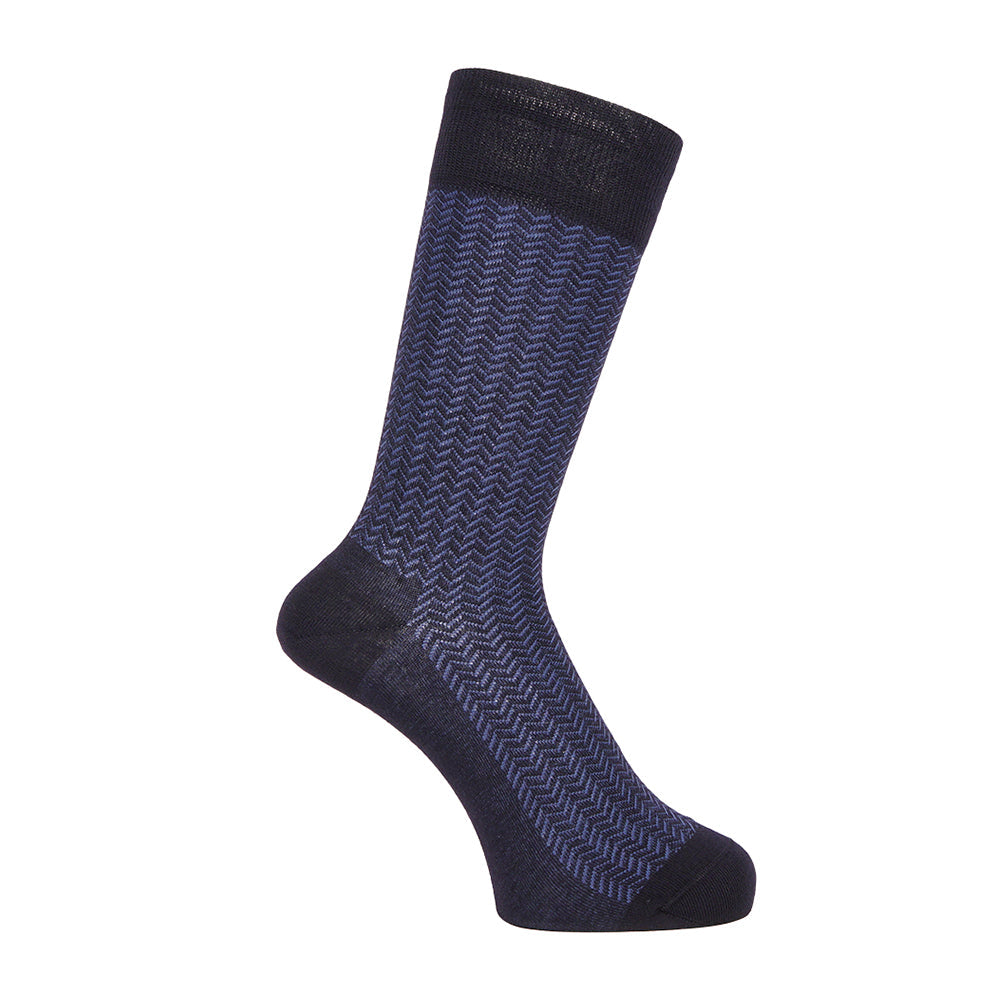Aquascutum アクアスキュータム ソックス ヘリンボーン - ビジネスソックス Navy / 25-27 RENOWNINX ONLINE SHOP