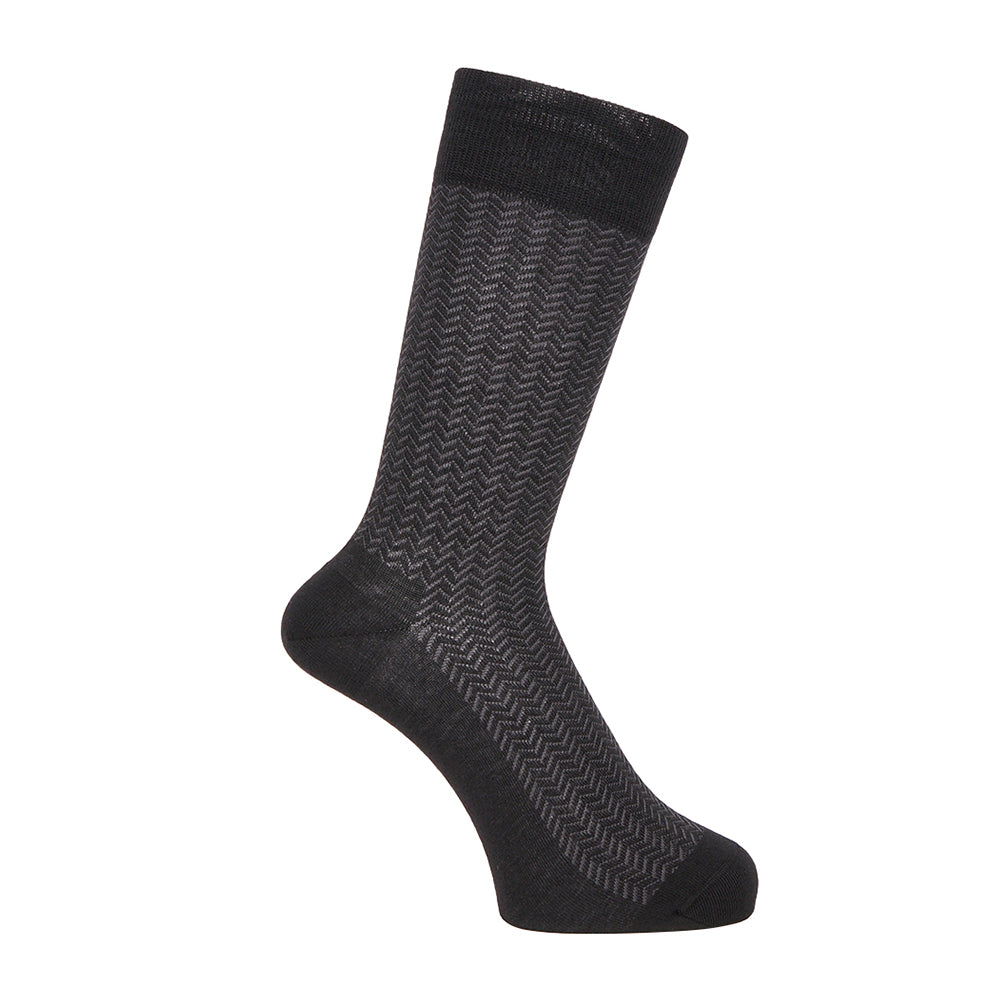 Aquascutum アクアスキュータム ソックス ヘリンボーン - ビジネスソックス Black / 25-27 RENOWNINX ONLINE SHOP