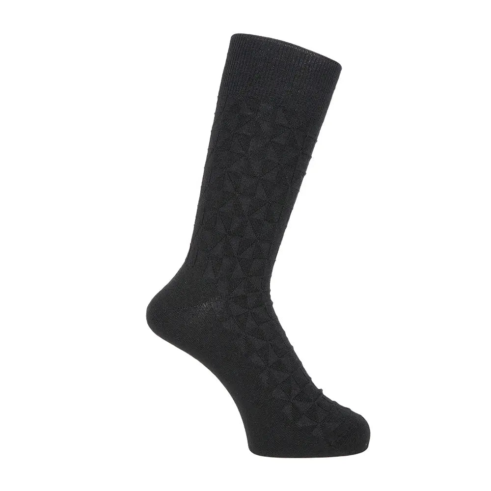 Aquascutum アクアスキュータム ソックス ウールミックス 幾何リンクス - ビジネスソックス Black / 25-27 RENOWNINX ONLINE SHOP