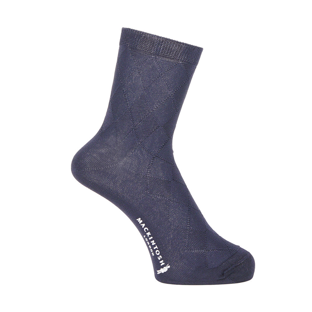 MACKINTOSH LONDON マッキントッシュ ロンドン ソックス アーガイルリンクスハーフ丈 - ビジネスソックス Navy / 25-26 RENOWNINX ONLINE SHOP