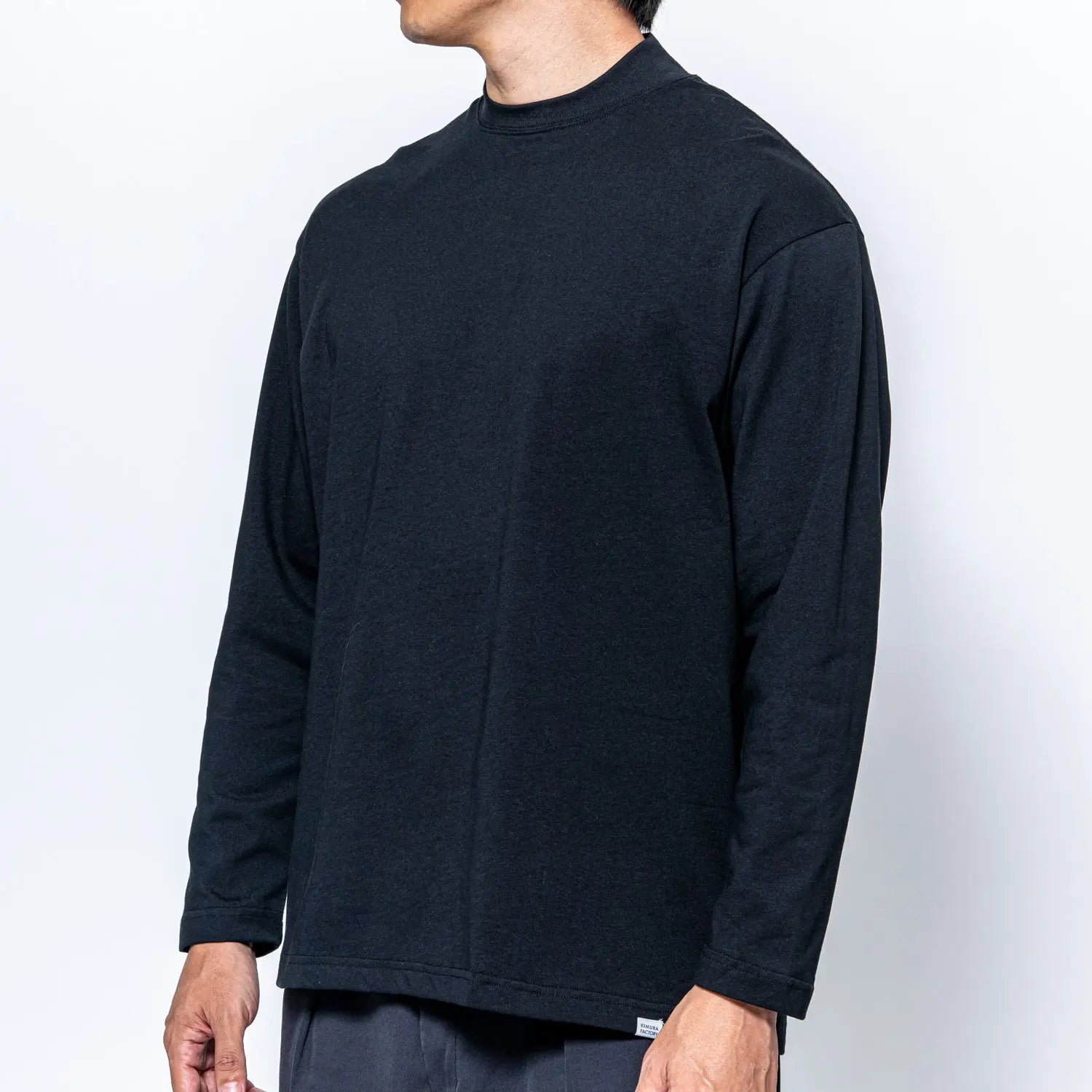 【美品】plantationブラック ハイネック オーバーサイズ アシメ 木村メリヤス工場 バックハイネック長袖T ピマコットン - RENOWNINX