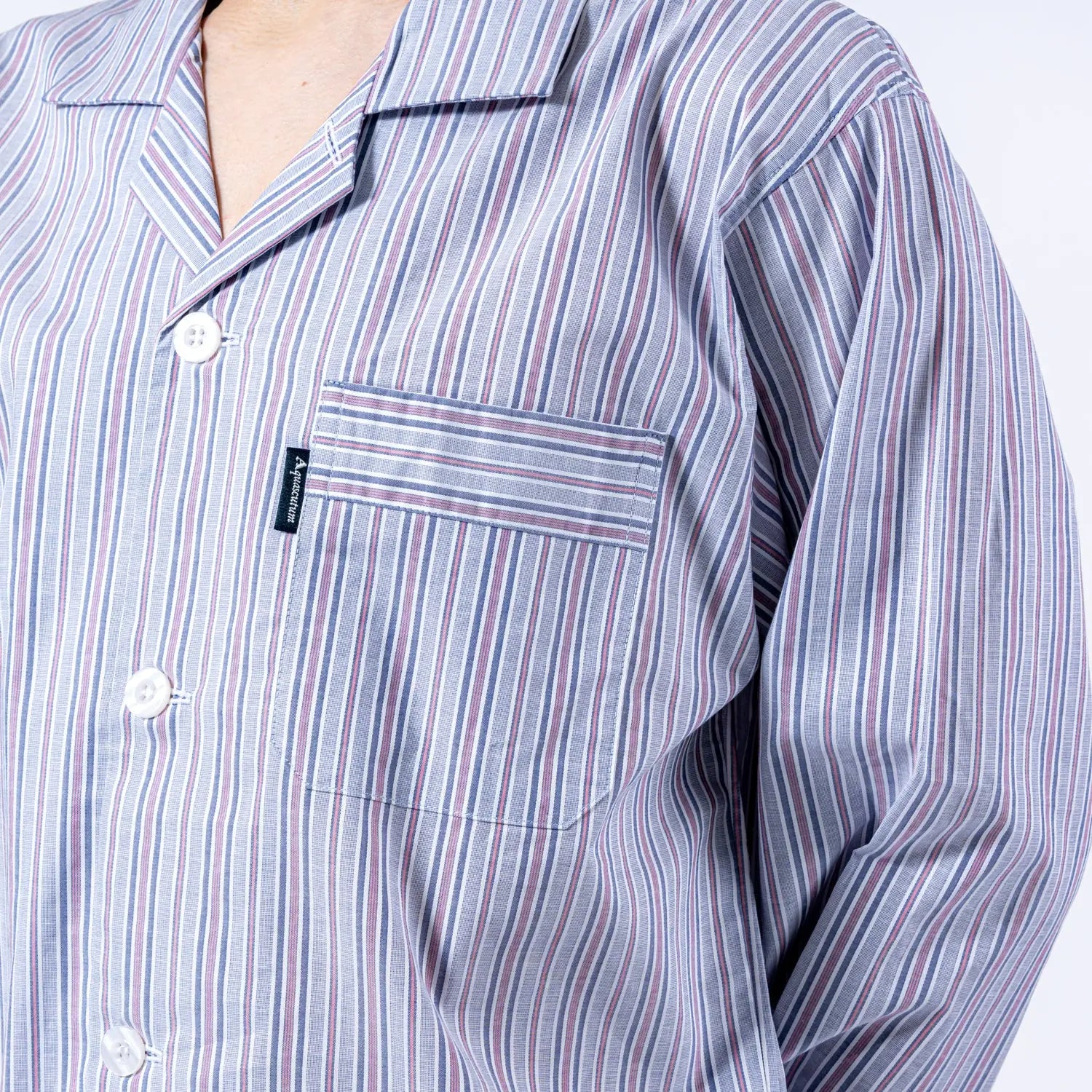 Aquascutum アクアスキュータム パジャマ ローンサテンストライプ