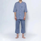 Aquascutum アクアスキュータム パジャマ 吸水速乾サッカーボーダー 無地6分袖7分パンツ 衿なしV - パジャマ  RENOWNINX ONLINE SHOP