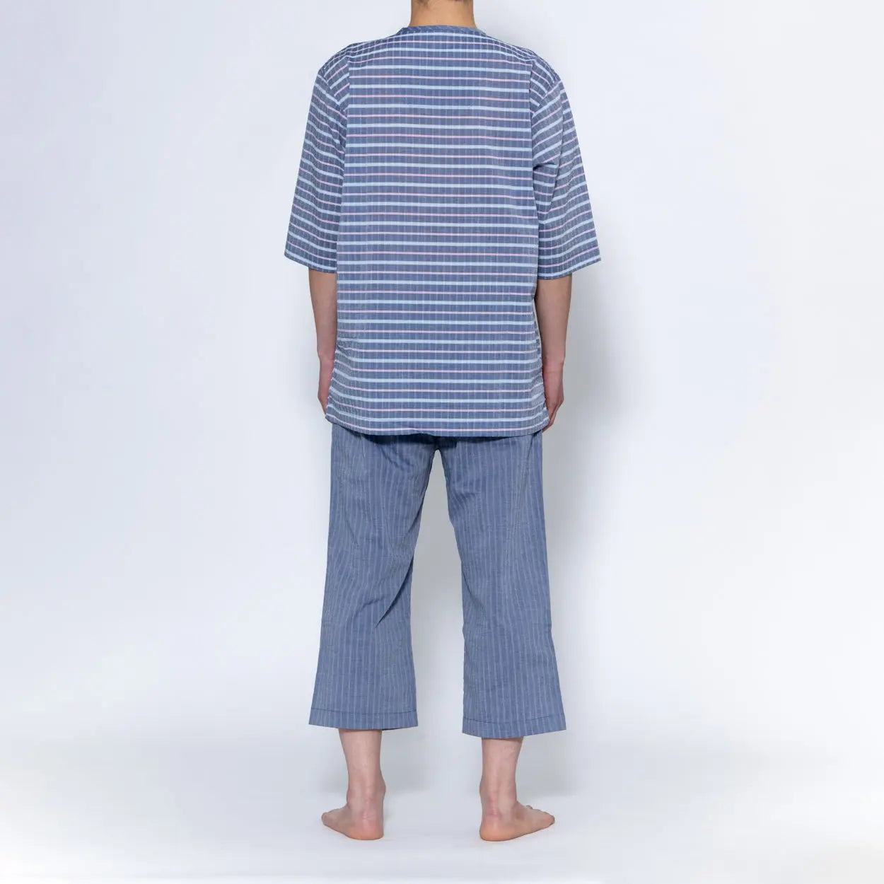 Aquascutum アクアスキュータム パジャマ 吸水速乾サッカーボーダー 無地6分袖7分パンツ 衿なしV - パジャマ  RENOWNINX ONLINE SHOP
