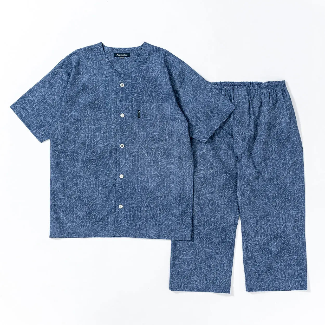 Aquascutum アクアスキュータム パジャマ 60リップルボタニカルプリント 半袖7分パンツ 衿なしV - パジャマ  RENOWNINX ONLINE SHOP