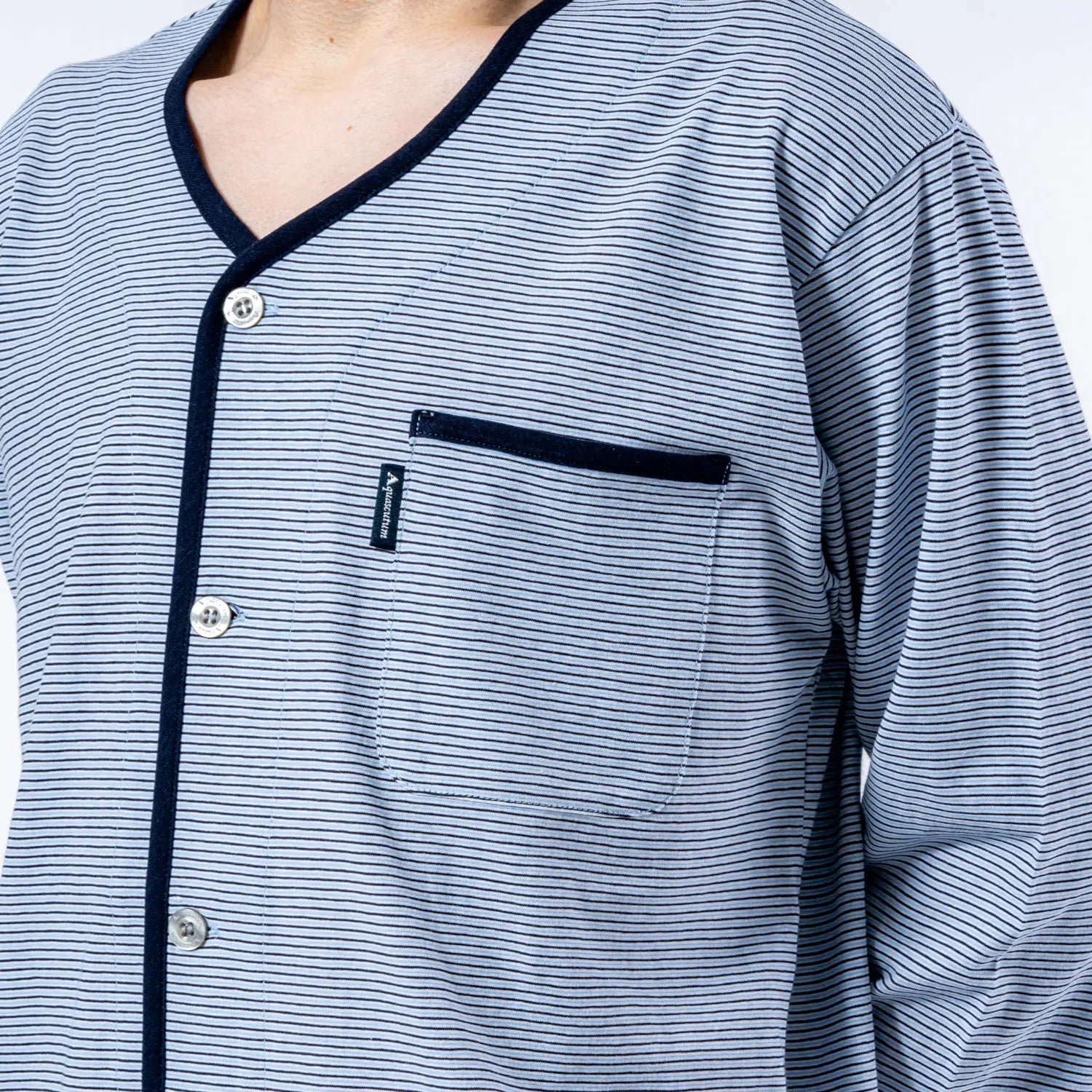 Aquascutum アクアスキュータム パジャマ 強撚天竺先染めボーダー全開 6分袖7分パンツ - パジャマ  RENOWNINX ONLINE SHOP