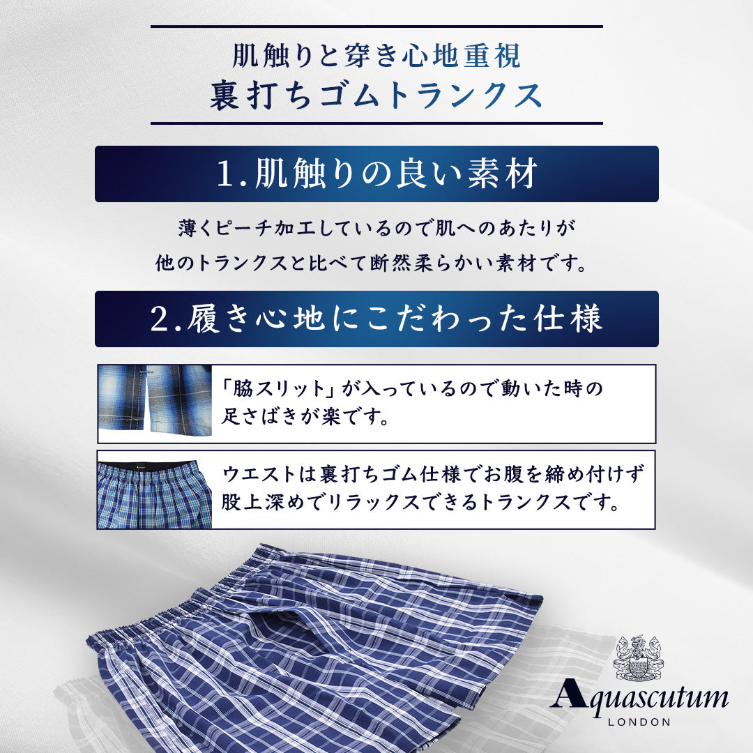 Aquascutum アクアスキュータム トランクス 25S チェックF 裏打ちゴム - パンツ  RENOWNINX ONLINE SHOP