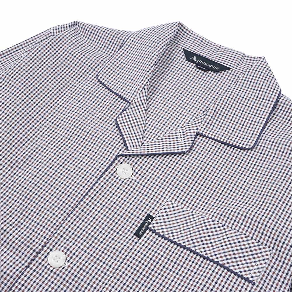 Aquascutum アクアスキュータム パジャマ コンパクトサッカーミニチェック8分袖8分パンツ - パジャマ  RENOWNINX ONLINE SHOP
